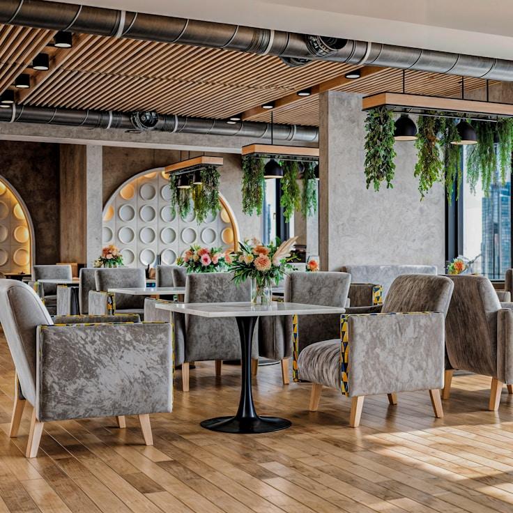 Casual restaurant with booth seating